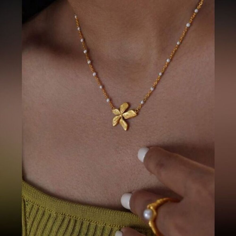 Boho flower necklace N621 - Picture 1 of 4